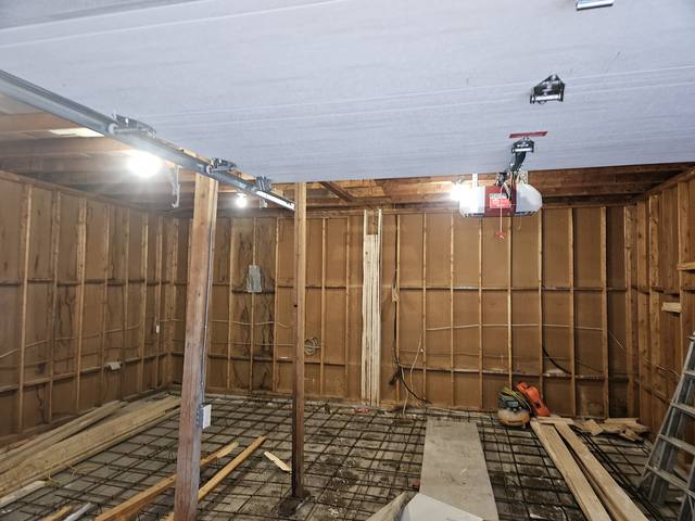 Alair garage — interior framing and structural work