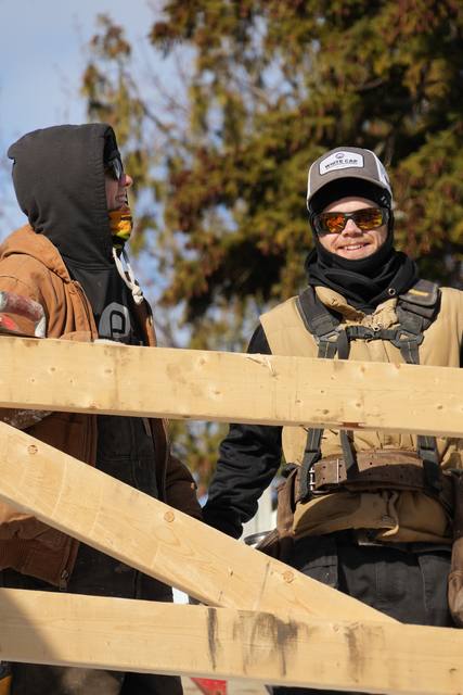 One of the crew on a winter ICF build