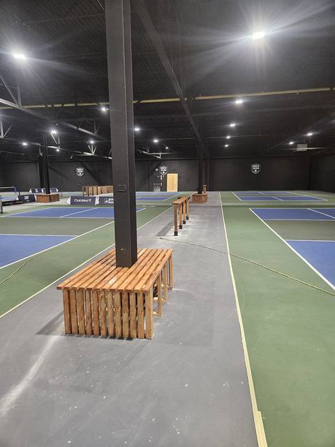 Owen Sound — new walls going in beside the courts, facility open around us