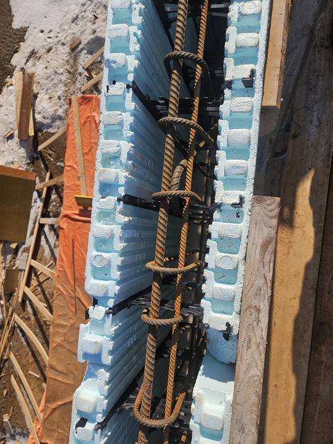 Pebble Ridge — reinforcement tied inside the form before the pour